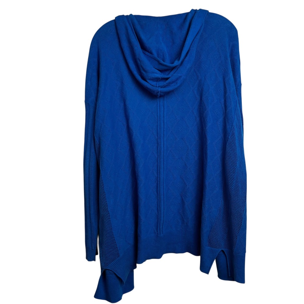 Sparrow Womens Cobalt Blue Linen Cotton Hooded Pointelle Open Front Cardigan M - Picture 7 of 7